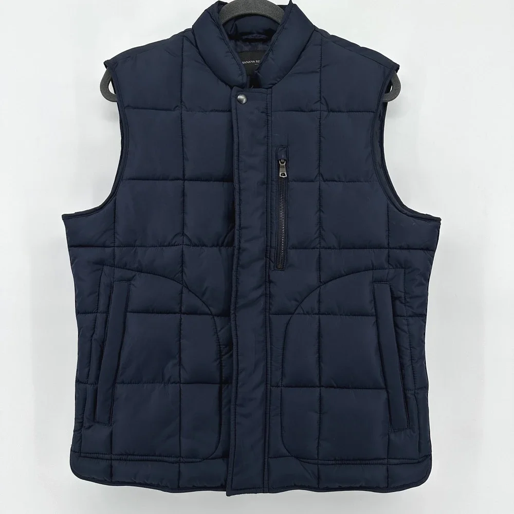 Banana Republic Mens WR Quilted Puffer Vest Prep Navy Blue 594212-01 Size M